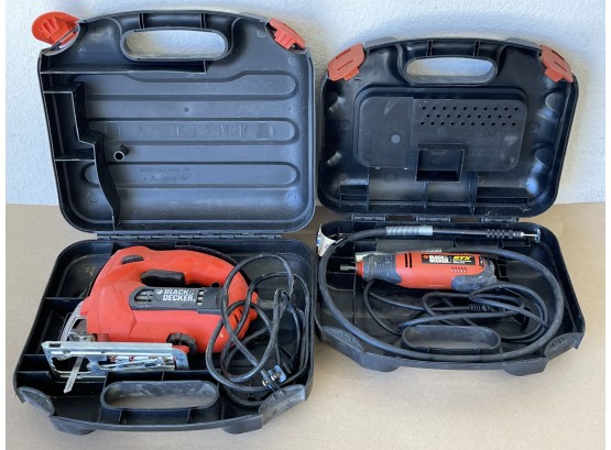 Corded Black And Decker Jigsaw And Dremel In Cases