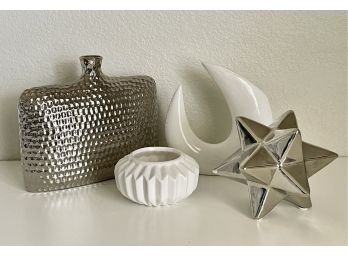 Assorted Ceramics In Metallic And White