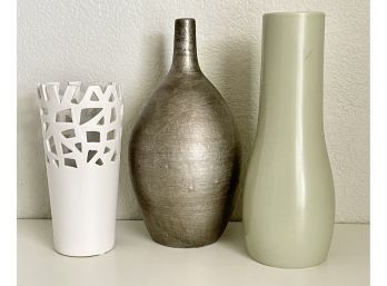 Assorted Vases Including Green Pottery Barn