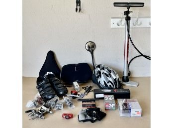 Bike Supplies Including Pump, Seat, Tube, Shoes, Lights, Pedals, & More