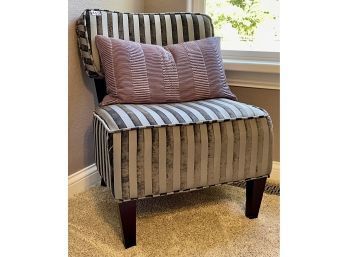 Pretty Striped Occasional Chair With Pillow, As Is