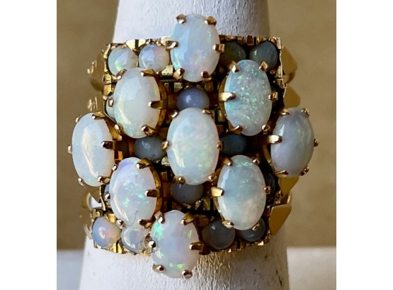 14k Gold Stacking Hinged Ring With Opals