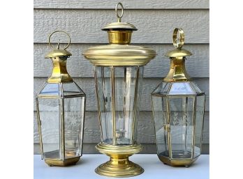 3 Vintage Brass Lanterns