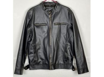 Black Rivet Men's Medium Faux Leather Moto Style Jacket