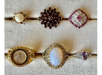 6 Vintage Rings, Some May Be 10k