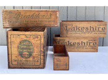 Assorted Antique Wood Cheese And Meat Boxes