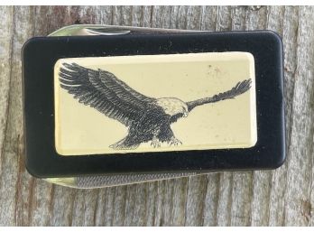 Eagle Scrimshaw Style Pocket Knife/money Clip