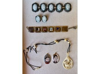 Ethnic Bracelets, Pendants, & Earrings Including Gorgeous Carved Bone Pendant Necklace