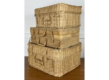 3 Vintage Wicker Baskets