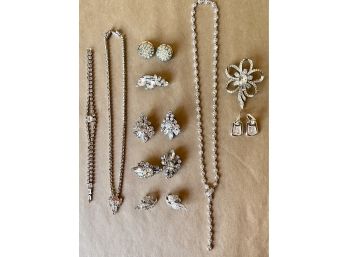 Large Collection Of Vintage Rhinestone Jewelry