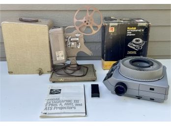 Kodak Ektagraphic Slide Projector & Keystone Brightbeam Movie Projector