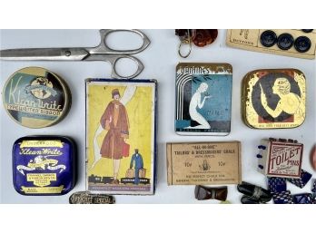 Antique And Vintage Sewing Buttons, Shoe Clips, & Art Deco Tins