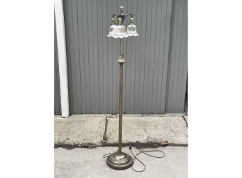 Antique Floor Lamp With 3 Glass Shades