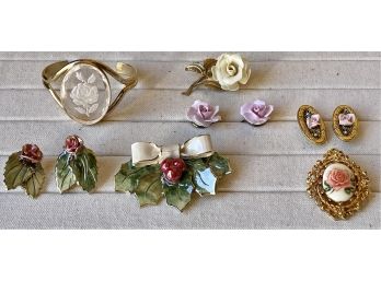 Assorted Floral Motif Vintage Jewelry