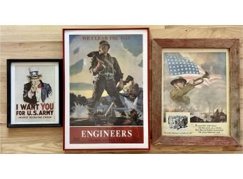 3 Framed Vintage Style Military Recruitment Posters