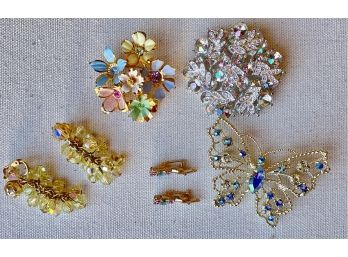 Sweet Vintage Brooches, Pins, And Earrings In Pastels