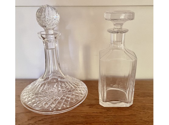 2 Vintage Wine Decanters, One Appears To Be Crystal