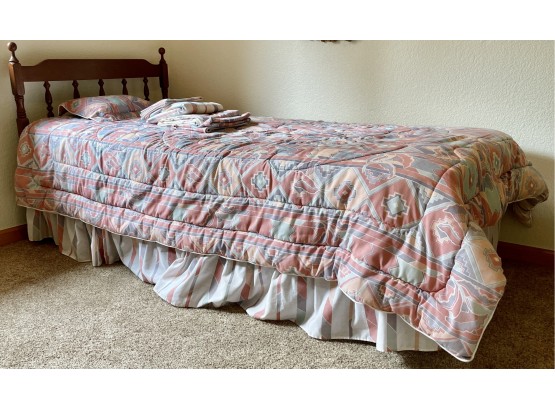Twin Bed Frame With Optional Mattress And Bedding