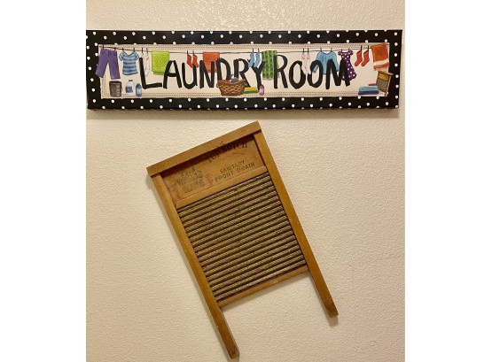 Laundry Room Decor Including Antique Washboard
