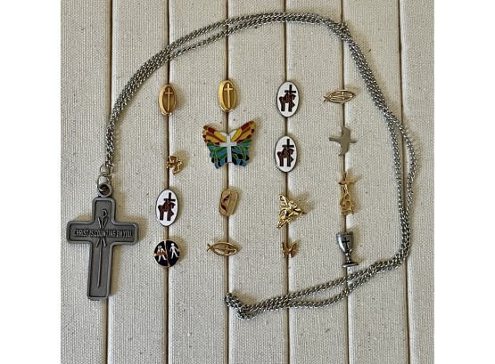 Assorted Religious Pins And Pendant