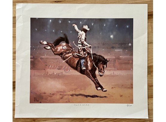 Signed And Numbered Print 'Going For The Gold Buckle' By Frank Fellows, Unframed