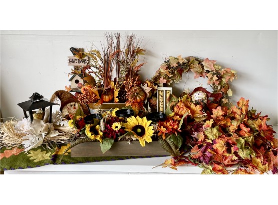 Fall & Thanksgiving Decor Including Centerpieces, Garland, Table Runner, & More