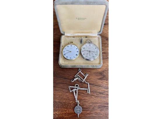 Vintage Elgin & Baylor Pocketwatches With Sterling Fob