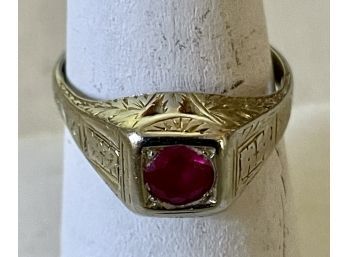 Antique Art Deco Ruby Ring, Sz 8.25