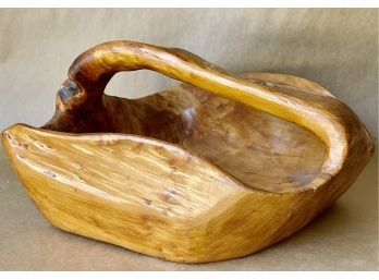 Very Cool Carved Wood Bowl With Handle