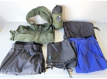 Outerwear Including Marmot Women's L Shell And Pants, Sierra Designs XL Shell, REI XL & M Pants, & Gators