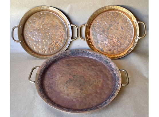 3 Hammered Copper Plates