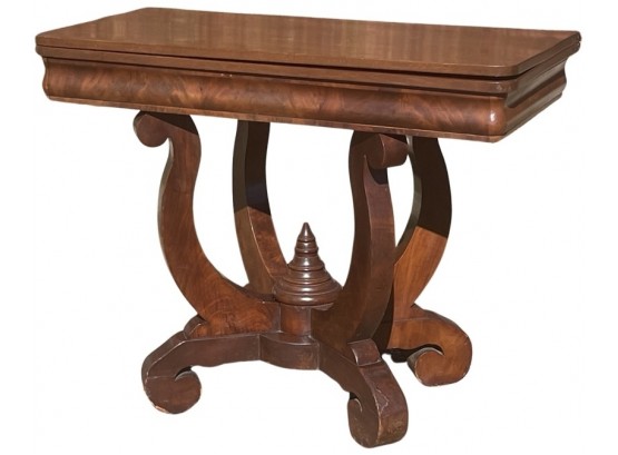 American Empire Flame Mahogany Side Table With Folding Top, Late 19th Century