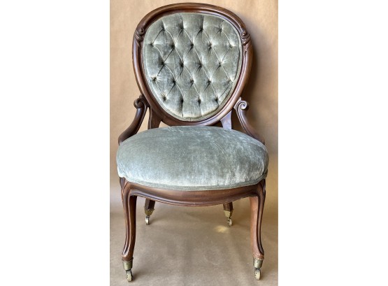 Continental Or French Walnut Mid-Victorian Upholstered Parlor Chair, Circa 1870-1880