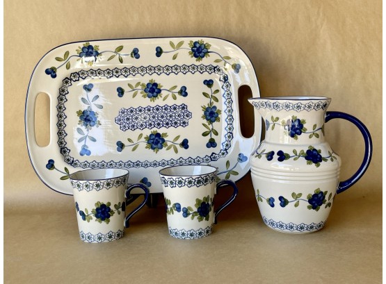 Tabletop Gallery 'Nicolette' Tray, Mugs, & Pitcher
