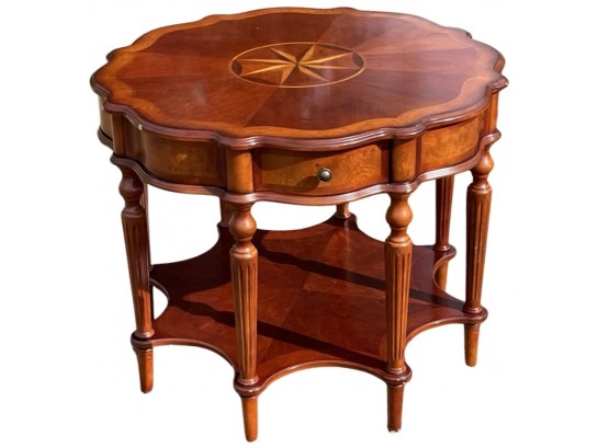 American Regency Style Flame Mahogany Marquetry Inlaid Butler's Table By Butler Specialty Company
