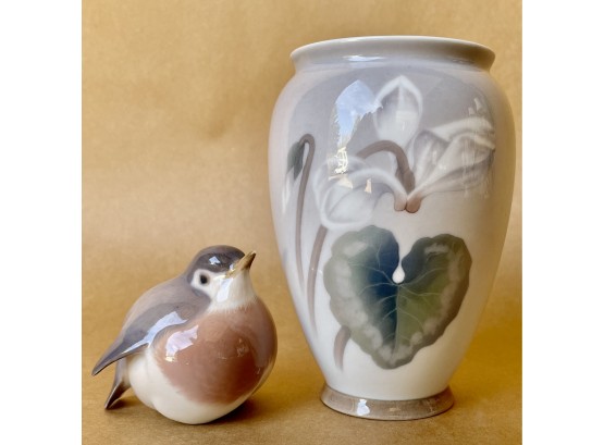 B & G Porcelain Vase And Bird