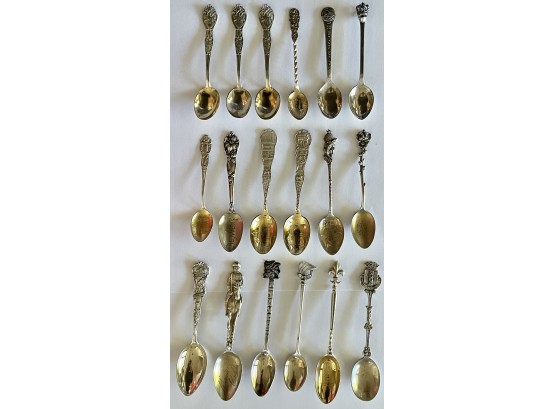 Large Collection Of Sterling Souvenir Spoons