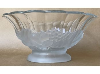 Large Footed Bowl With Frosted Fruit Motif
