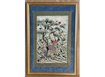 Framed Vintage Chinese Silk Panel