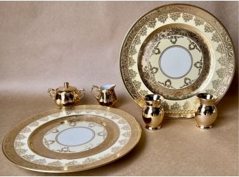 Gold Toned Bavarian Plates And Vessels