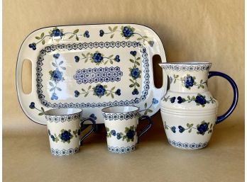 Tabletop Gallery 'Nicolette' Tray, Mugs, & Pitcher