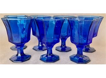 7 Blue Glass Goblets