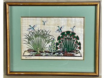 Original Framed Painting On Papyrus