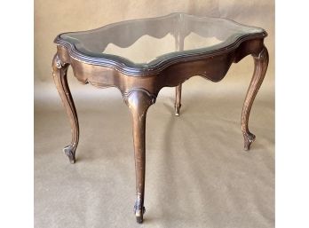 Glass Top Curved Side Table