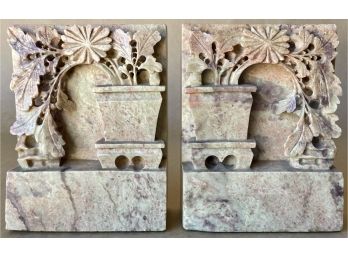 Beautiful Carved Stone Bookends