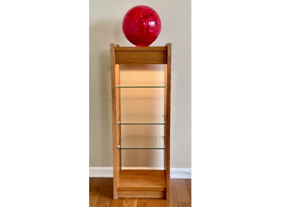 Teak Display Shelves With Attached Murano Glass Lamp