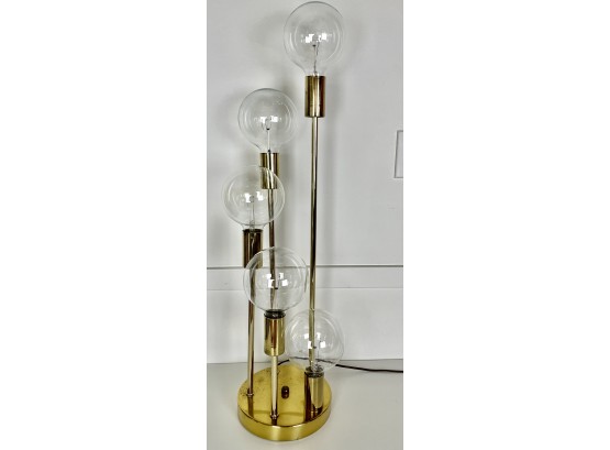 Fun Mid Century Brass Finish Lamp With Edison Bulbs