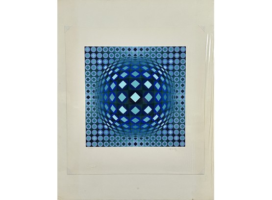 Signed And Numbered Victor Vasarely Lithograph In Plastic Wrap