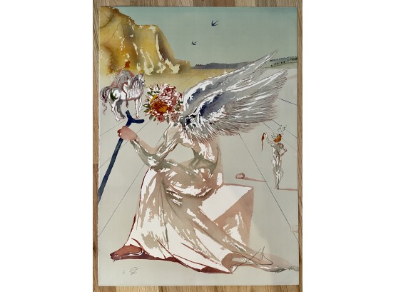 Signed, Numbered Salvador Dali Lithograph, 'Helen Of Troy (Angel With Wand)' 1977