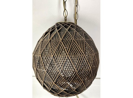Beautiful Vintage Rattan Swag Pendant Lamp In Great Condition